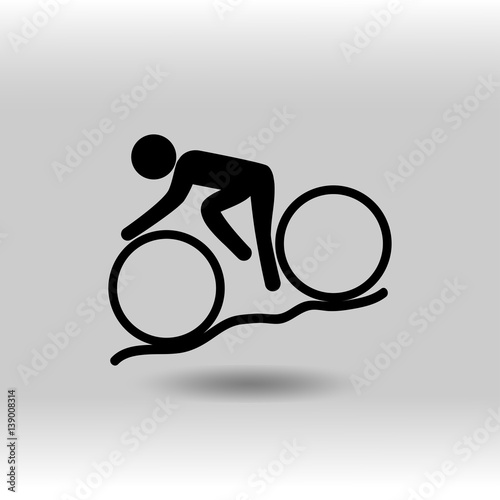 eps 10 vector Cycling Mountain Bike sport icon. Summer sport activity pictogram for web, print, mobile. Black athlete sign isolated on gray. Hand drawn competition symbol. Graphic design clip art