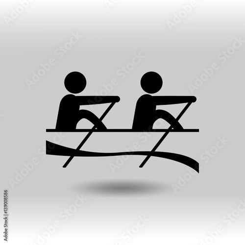 eps 10 vector Rowing sport icon. Summer sport activity pictogram for web, print, mobile. Black athlete sign isolated on gray. Hand drawn competition symbol. Graphic design clip art illustration