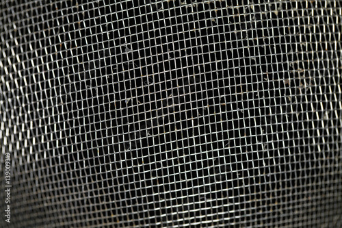dirty metallic noodle sieve texture on black background