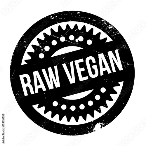 Raw Vegan rubber stamp. Grunge design with dust scratches. Effects can be easily removed for a clean, crisp look. Color is easily changed. photo