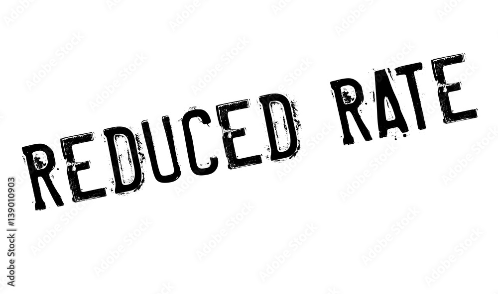 Reduced Rate rubber stamp. Grunge design with dust scratches. Effects can be easily removed for a clean, crisp look. Color is easily changed.