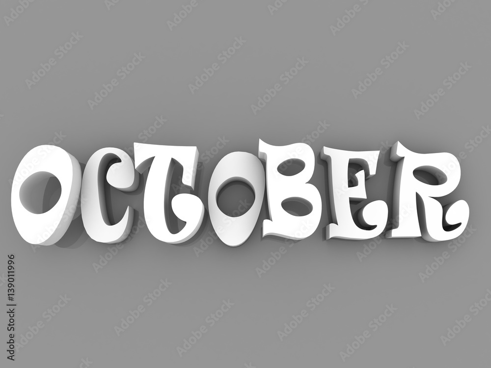October sign with colour black and white. 3d paper illustration. October sign with colour black and white. 3d paper illustration.