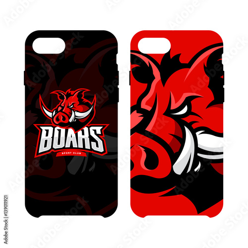 Furious boar sport club vector logo concept smart phone case isolated on white background. Web infographic team pictogram design.
Premium quality wild animal artwork cell phone cover illustration.