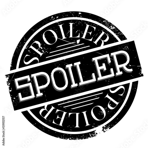 Spoiler rubber stamp. Grunge design with dust scratches. Effects can be easily removed for a clean, crisp look. Color is easily changed.