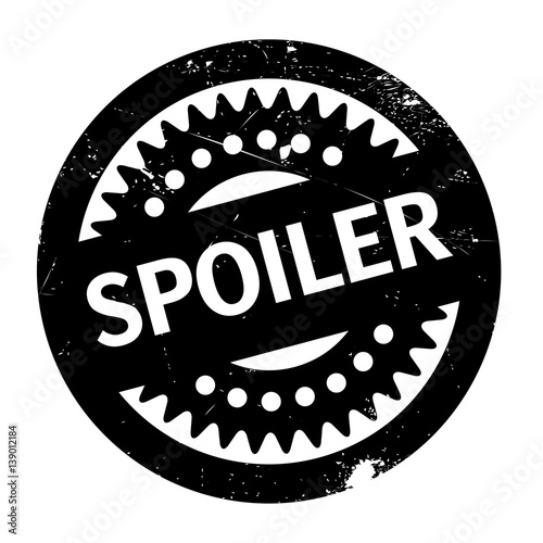 Spoiler rubber stamp. Grunge design with dust scratches. Effects can be easily removed for a clean, crisp look. Color is easily changed.