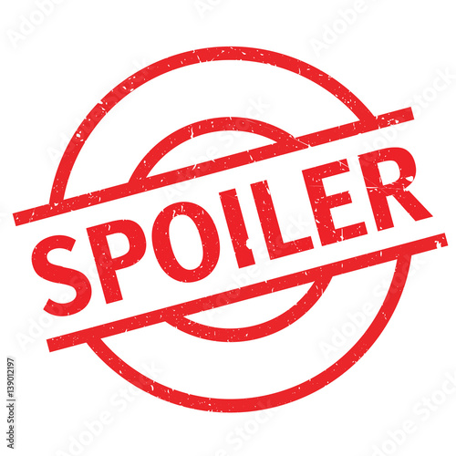 Spoiler rubber stamp. Grunge design with dust scratches. Effects can be easily removed for a clean, crisp look. Color is easily changed.