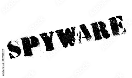 Spyware rubber stamp. Grunge design with dust scratches. Effects can be easily removed for a clean, crisp look. Color is easily changed.