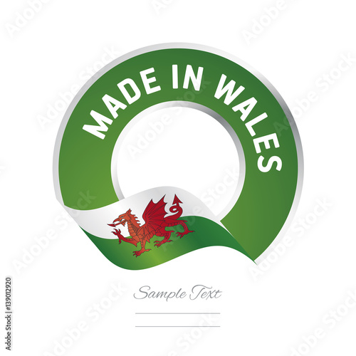 Made in Wales flag green color label logo icon