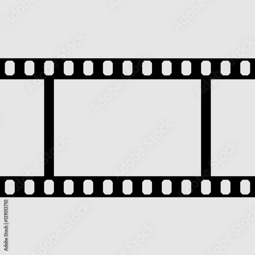 eps 10 vector vintage film strip frame isolated on gray background. 35 mm width perforated emplty editable film, add any text, image. Profesional cinematorgrafy tool. Small format photos movie film
