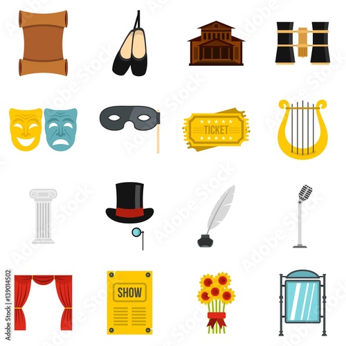 Theater set flat icons