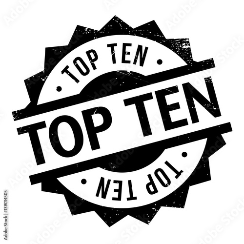 Top Ten rubber stamp. Grunge design with dust scratches. Effects can be easily removed for a clean, crisp look. Color is easily changed.