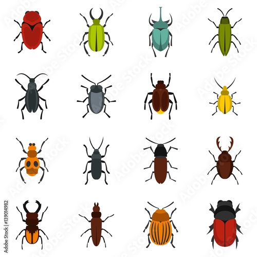 Bugs set flat icons