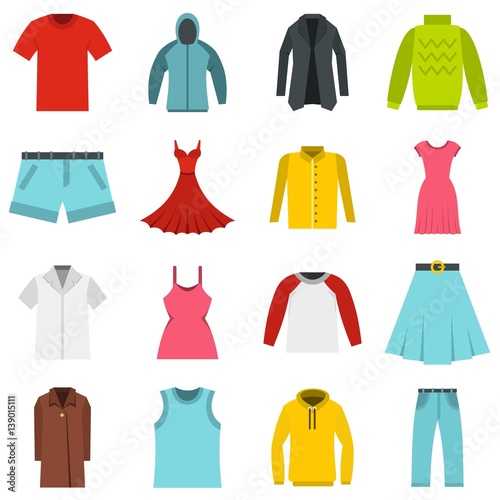 Different clothes set flat icons © ylivdesign