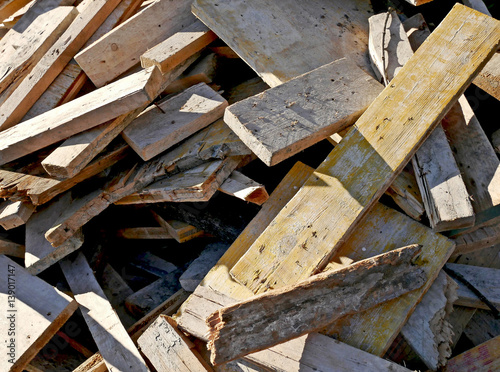Scrap timber to be recycled. 