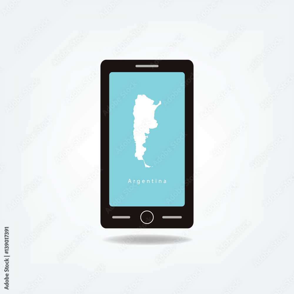 Argentina Map On Mobile Phone Screen Using For Business, Education or Presentation Argentina Map On Mobile Phone Screen Using For Business, Education or Presentation