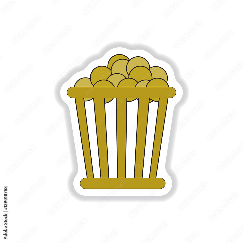Vector illustration in paper sticker style Cinema Popcorn Vector illustration in paper sticker style Cinema Popcorn
