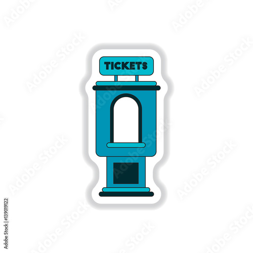 Vector illustration in paper sticker style cinema ticket booth