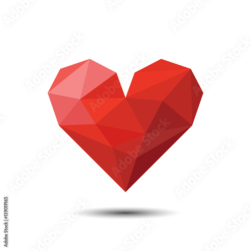 Polygon Red Heart Icon For Valentine's Day.