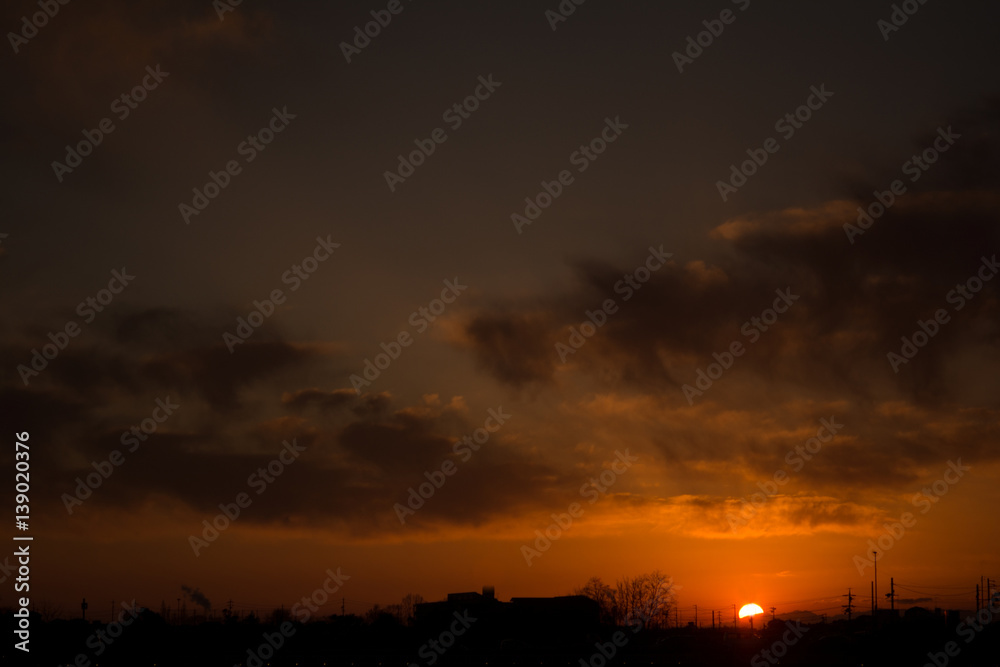 Fototapeta premium 夕焼けの町