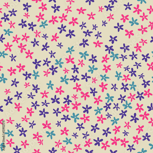 colorful doodle seamless floral pattern