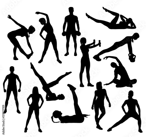 Fitness Sport Gym Silhouette, art vector design