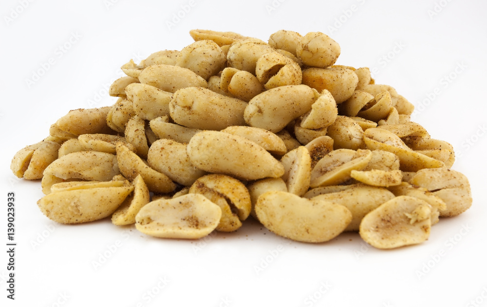 A mound of hot spicy peanuts. Isolated. A mound of hot spicy peanuts. Isolated.