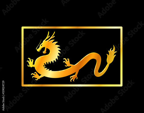Fototapeta Naklejka Na Ścianę i Meble -  Dragon logo, dragon vector, gold, silhouette