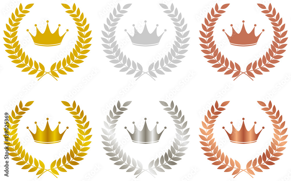 金 銀 銅 王冠エンブレム Stock Vector Adobe Stock