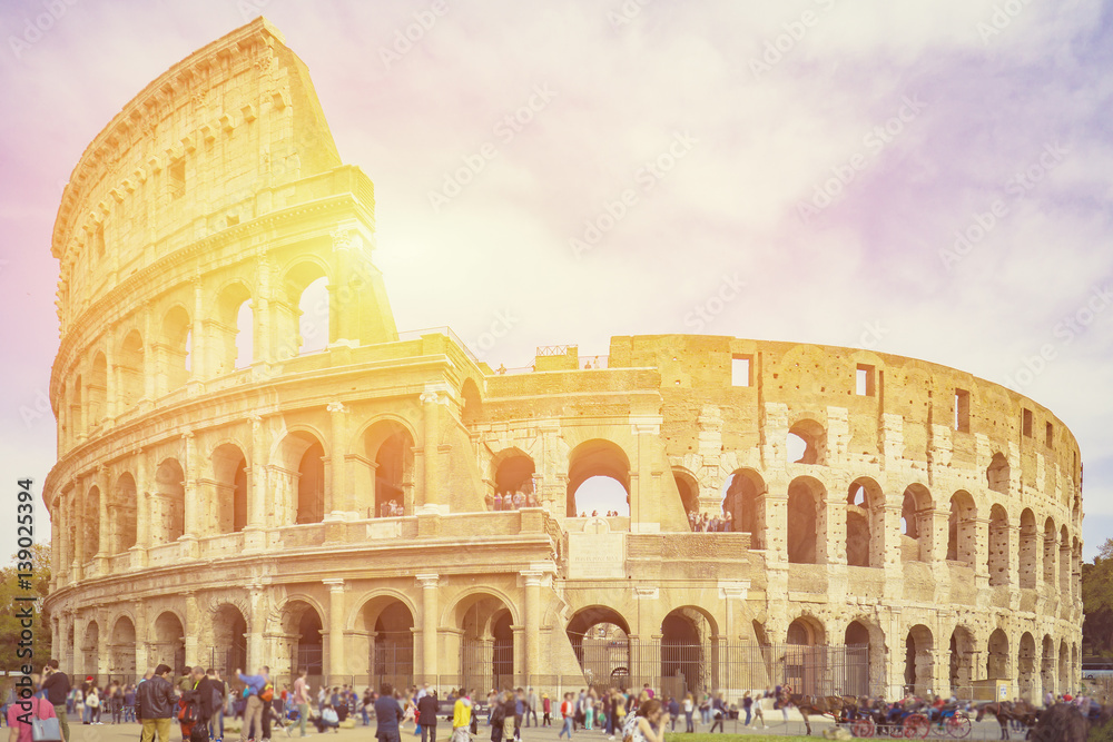 Colosseum in Rome, Italy,selective focus,vintage color.