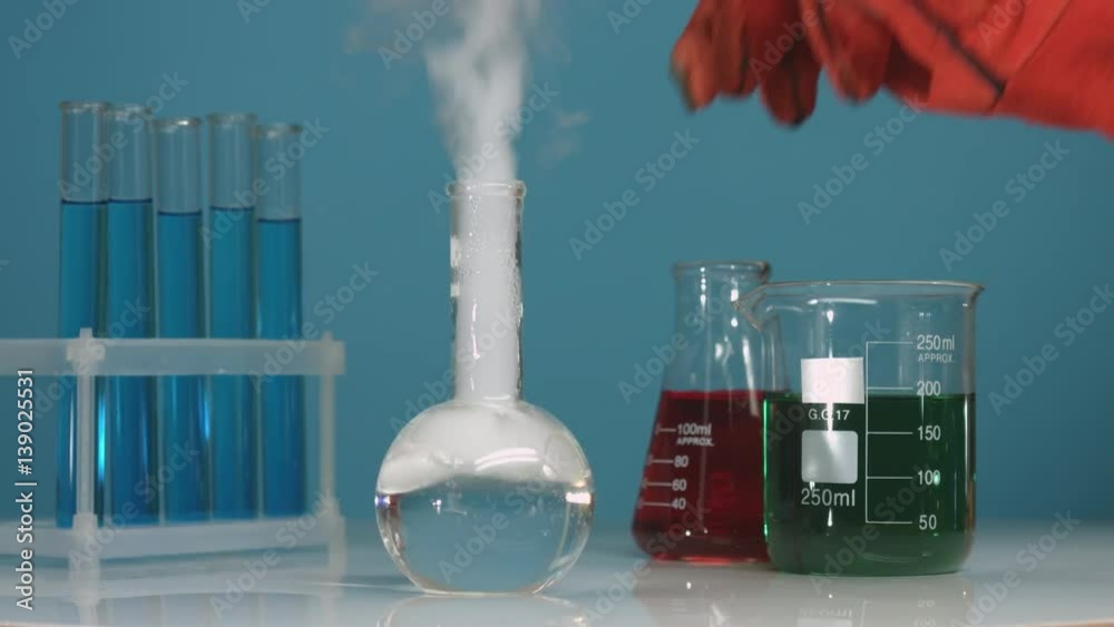 Put piece of dry ice in flask with hot water