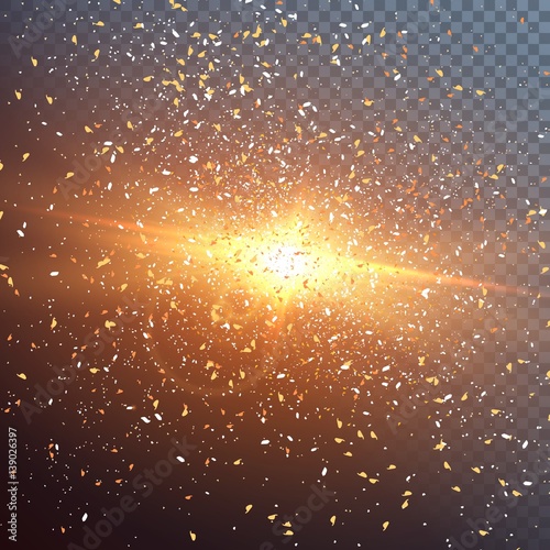 Illustration of Outer Space Exlosion Vector Effect. Confetti Particle Fragments with Vector Explosion. Happy Birthday Vector Confetti Dust