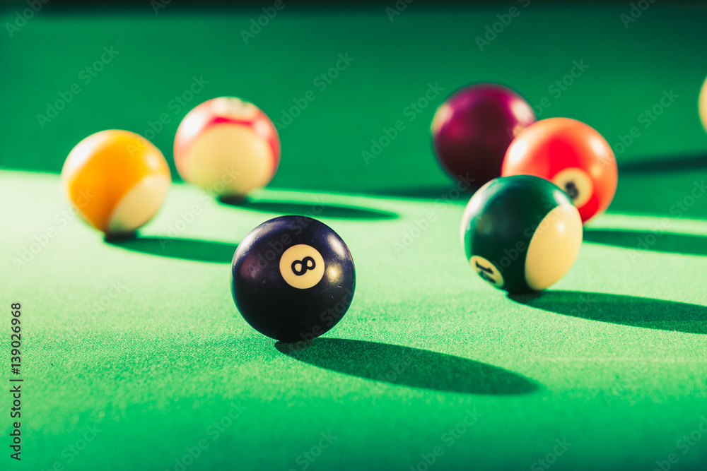 Snooker ball on billiard table Snooker ball on billiard table