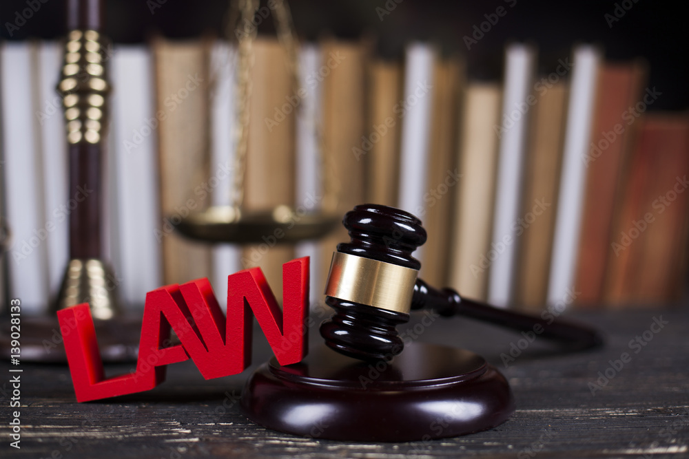 Book, Mallet, Law, legal code of justice concept Book, Mallet, Law, legal code of justice concept