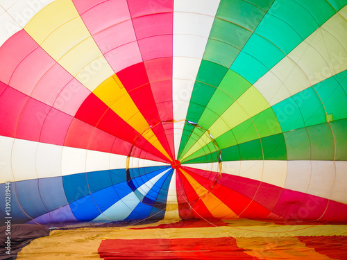 Multi colored hot air balloon view from inside