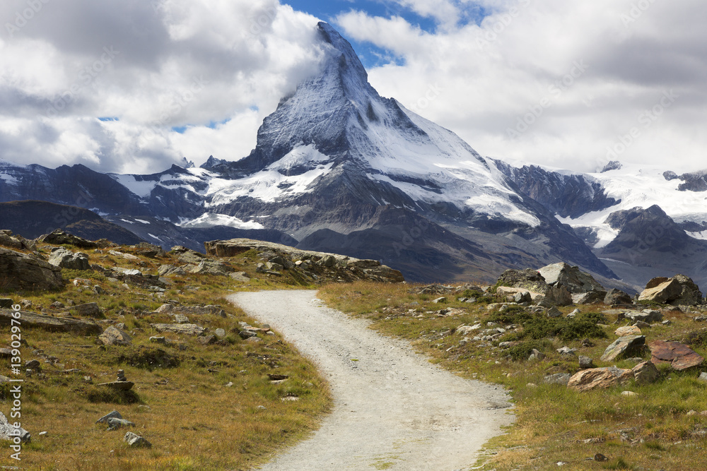 Fototapeta premium Road, Swiss Alps, Matterhorn, Switzerland
