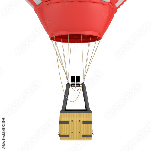 Photography 3d rendering of an air balloon basket with gas burners isolated on white background