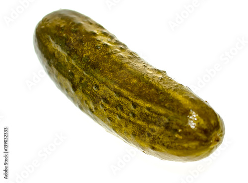 salty cucumber on white background