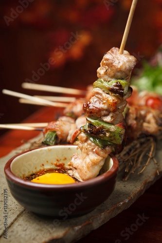 korean style pub food Spicy mix satay photo