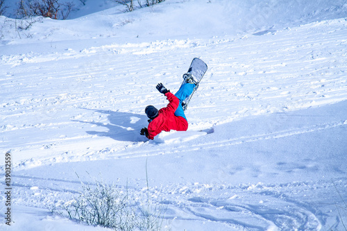 the fall of the skier on a slope