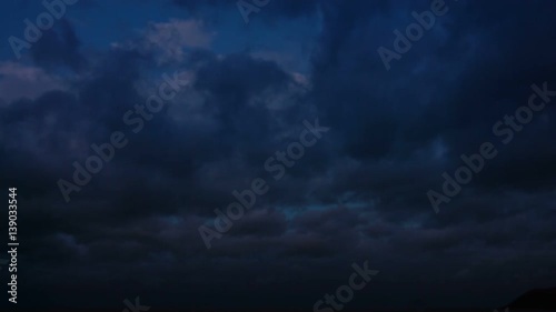 Night cloudy sky. Natural speed of the clouds