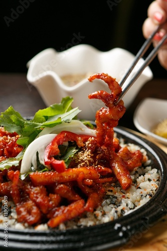 dakbal is korean style pub food Spicy chicken feet photo