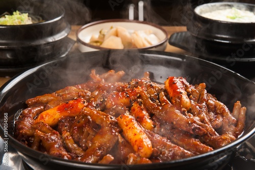 dakbal is korean style pub food Spicy chicken feet photo