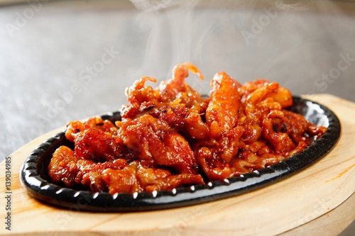 dakbal is korean style pub food Spicy chicken feet photo