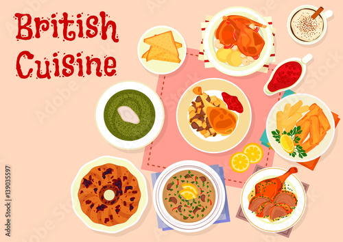 British cuisine traditional dinner menu icon