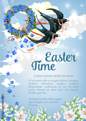 Easter vector swallow poster for paschal greeting