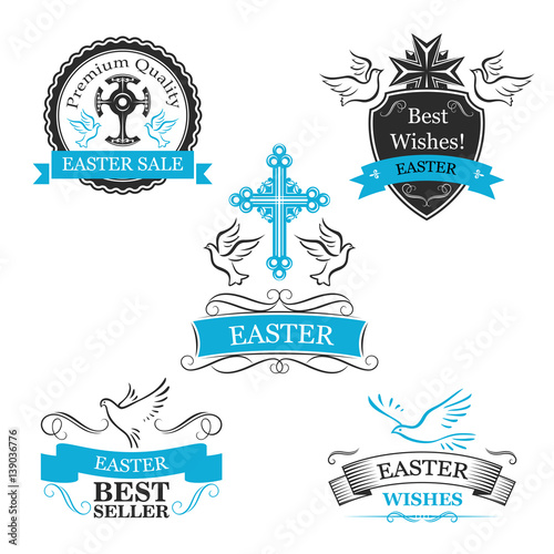 Easter Sale vector paschal discount icons set