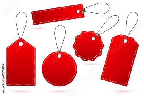 Set of Red price tags with ...