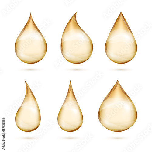 Realistic vector oil drops set isolated white background