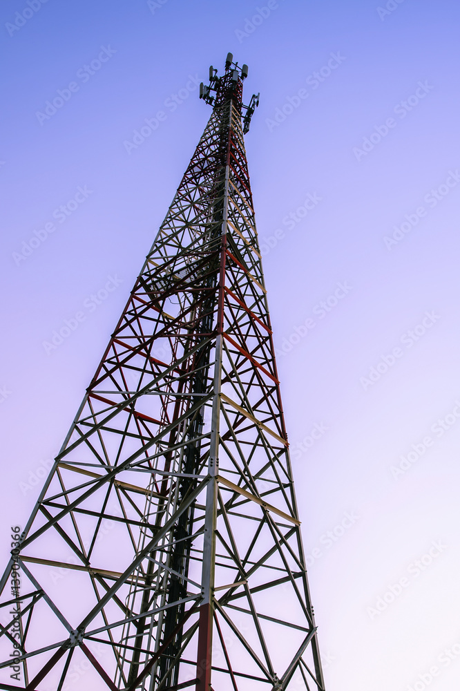 Telecommunication tower with antennas with blue sky Telecommunication tower with antennas with blue sky