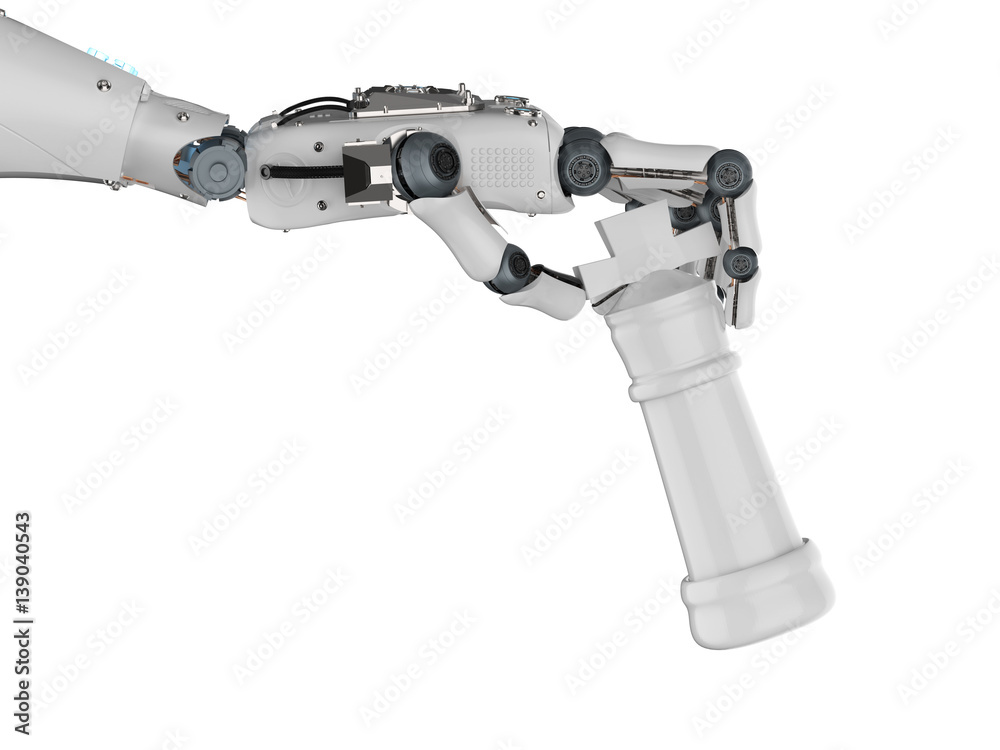 robotic hand holding chess king robotic hand holding chess king